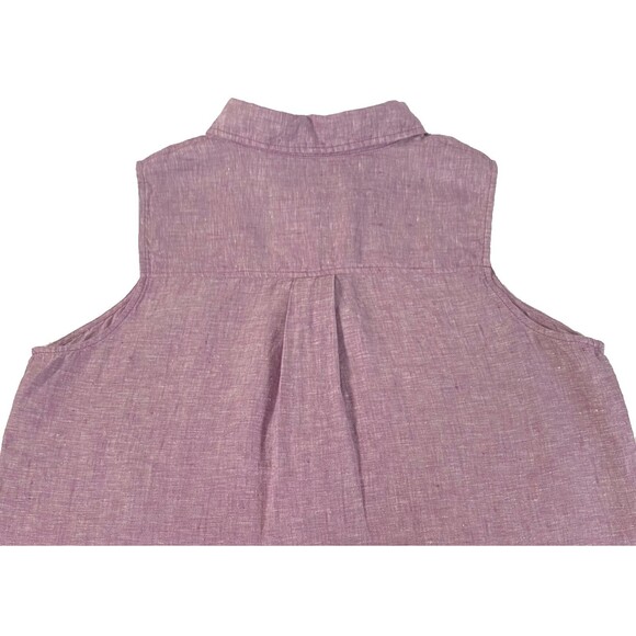 Tahari Linen Popover Shirt Dress Women Plus Size 1X Eggplant Sleeveless Collared - Picture 6 of 11